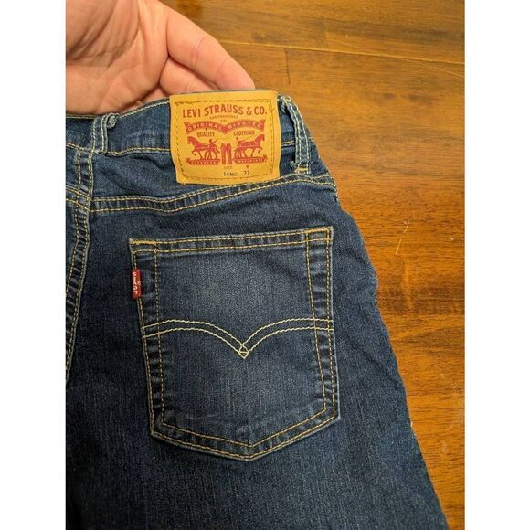 Levi's Jean Shorts Demi Blue Stretch Kids Size 14 W27 - Picture 3 of 7